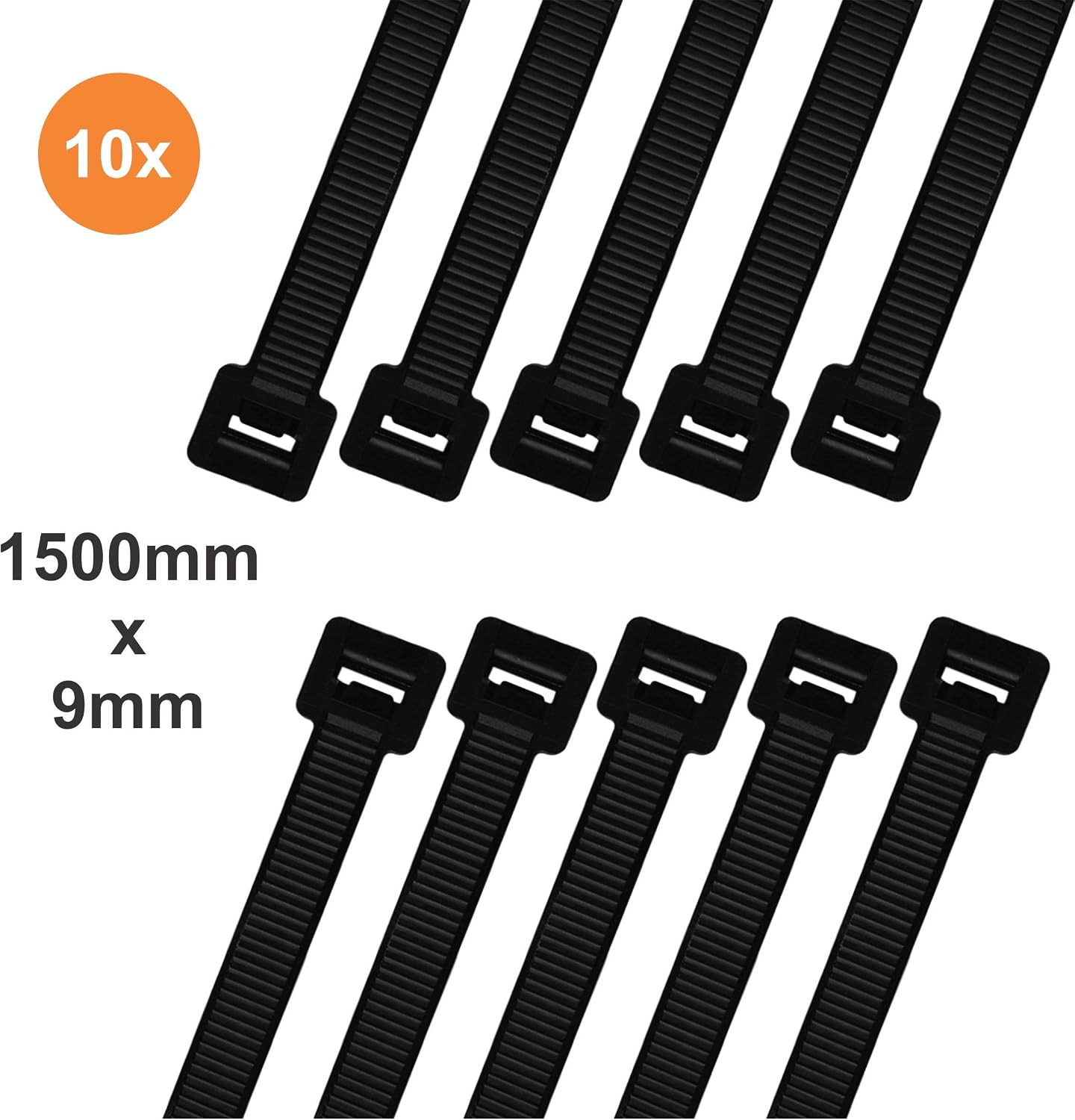 Cable Zip Ties XXXL Very Long, 1500mm x 9mm, Heavy Duty, Durable Professional UV Resistant Wrap Nylon Large Cord - Image 4