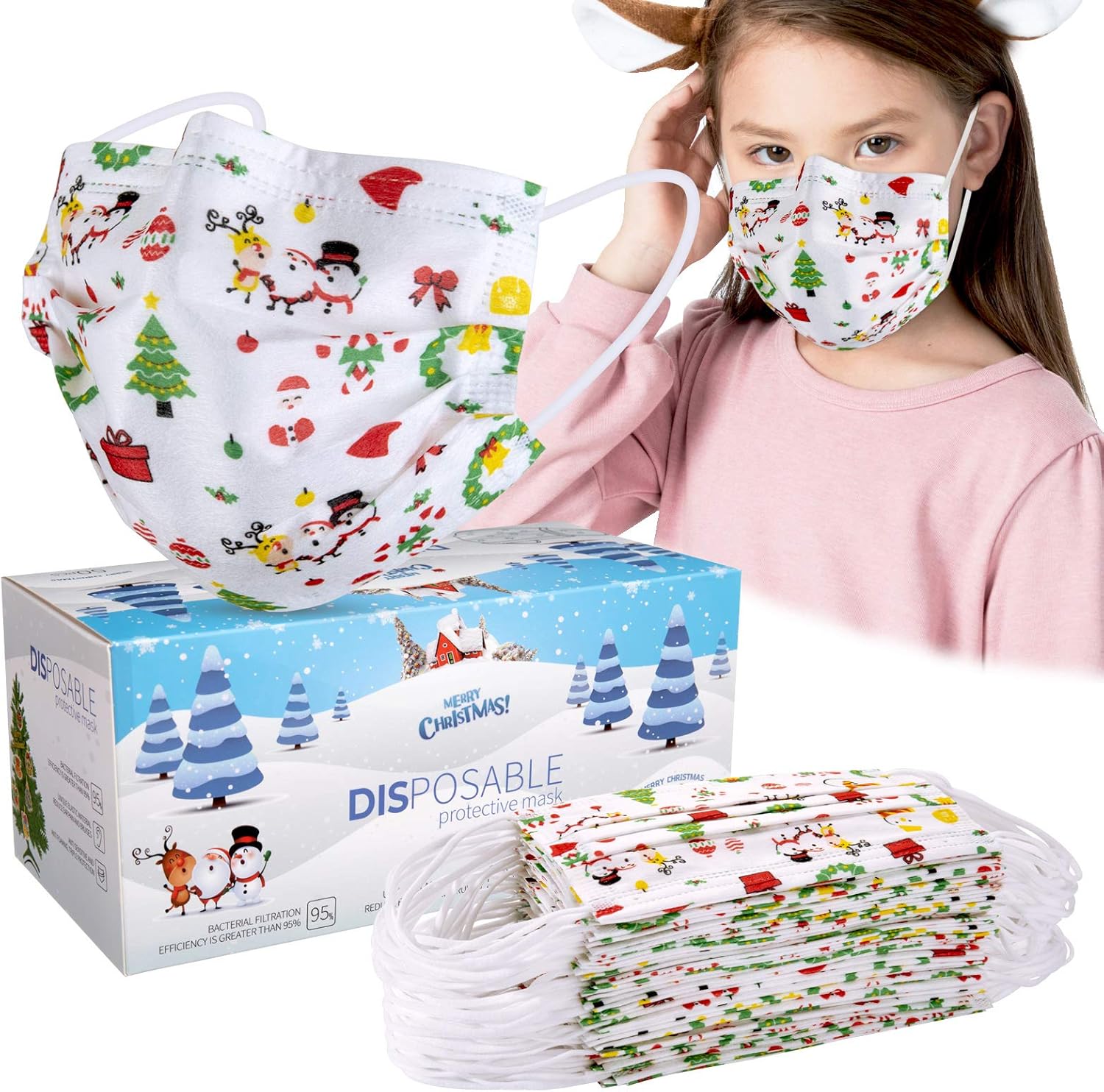 WAPIKE Disposable Face Masks, Kids Face Masks, Christmas Face Mask for Kids Child Adults : Sports & Outdoors