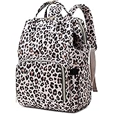 Xunteny Leopard Women Laptop Backpack, College School Backpack Bookbag 15.6 Inch Computer Backpacks for Work Business Travel