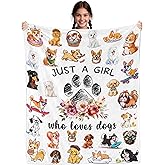 Fiwbnasz Dog Lovers Gifts for Women, Just A Girl Who Loves Dogs, Blanket with Dogs On It, Dog Lover Blankets for Girls, Puppys Gifts for Women Girl Kids, Puppys Theme Blanket 40" x 50"
