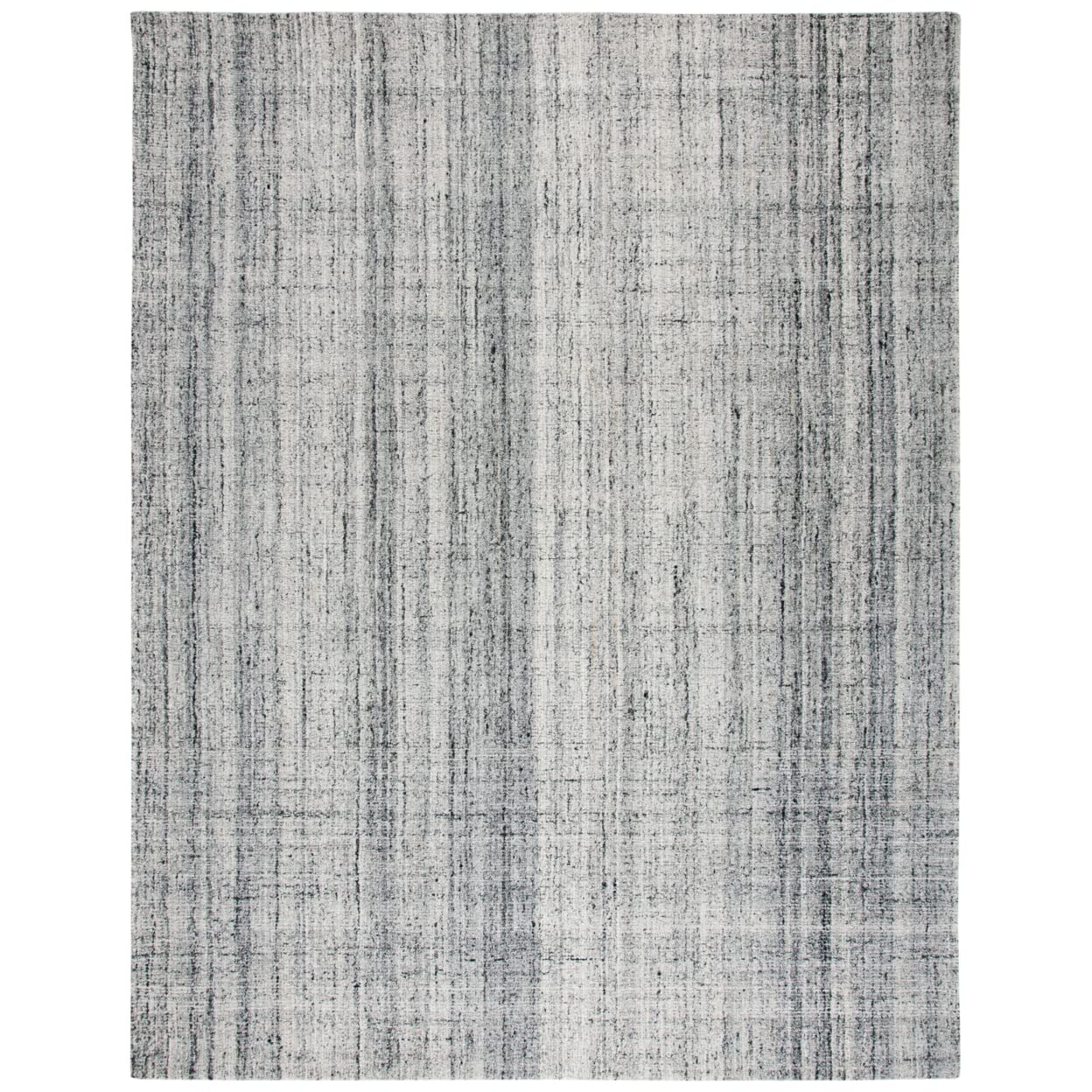 SAFAVIEH Abstract Collection Area Rug – 9′ x 12′, Grey & Black, Handmade Wool & Viscose, Ideal for High Traffic Areas in Living Room, Bedroom (ABT141B)