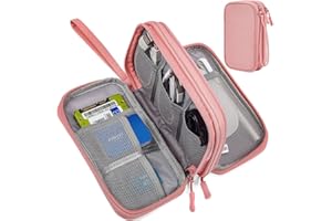 CAOODKDK Electronic Organizer Travel Cable Accessories Bag, Electronic Organizer Case, Electronic Accessories Organizer Bag for Power Bank, Charging Cords, Chargers, Mouse, USB Cable, Earphones (Light Pink)