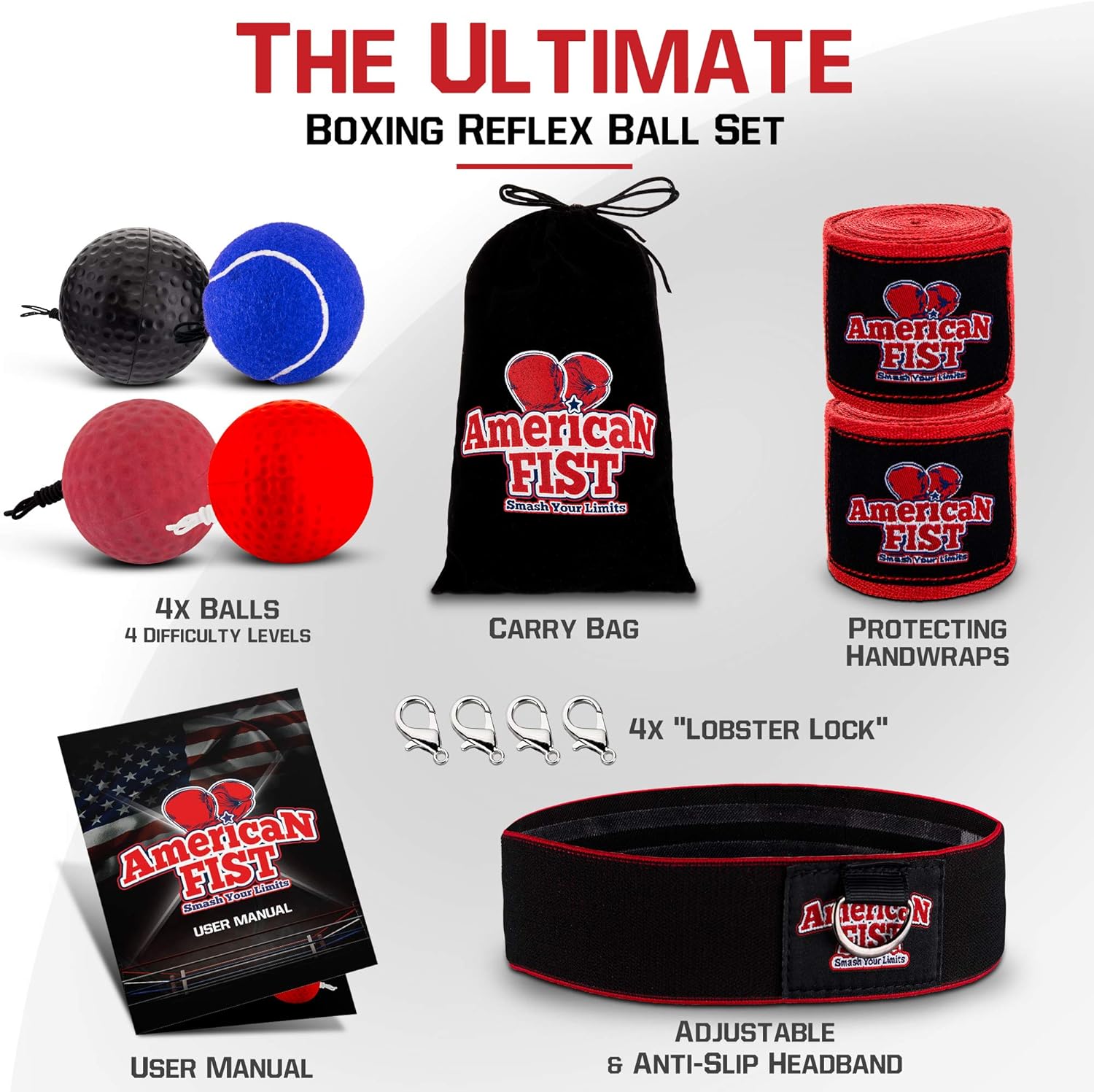 Boxing Reflex Ball Set, 4 Difficulty Level Training Balls On String, Punching Fight React Head Ball with Headband, Speed Hand Eye Reaction and Coordination Boxing Equipment For Kids And Adults : Sports & Outdoors