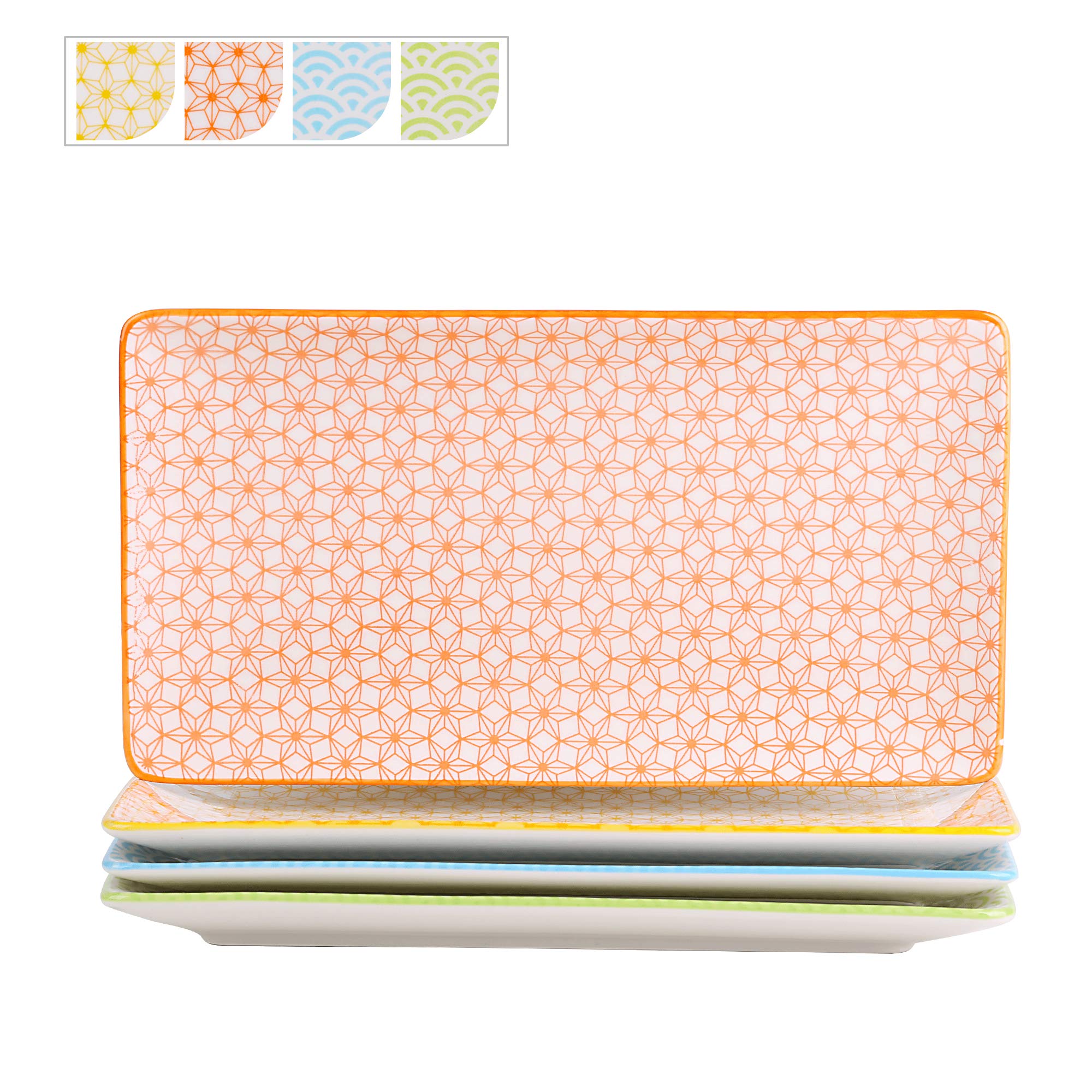 vancasso Natsuki Rectangular Porcelain Plates Set of 4