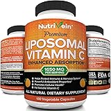 Nutrivein Liposomal Vitamin C 1650mg - 180 Capsules - High Absorption Ascorbic Acid - Supports Immune System and Collagen Boo