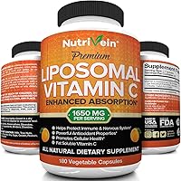 Nutrivein Liposomal Vitamin C 1600mg - 180 Capsules - High Absorption Ascorbic Acid - Supports Immune System and…