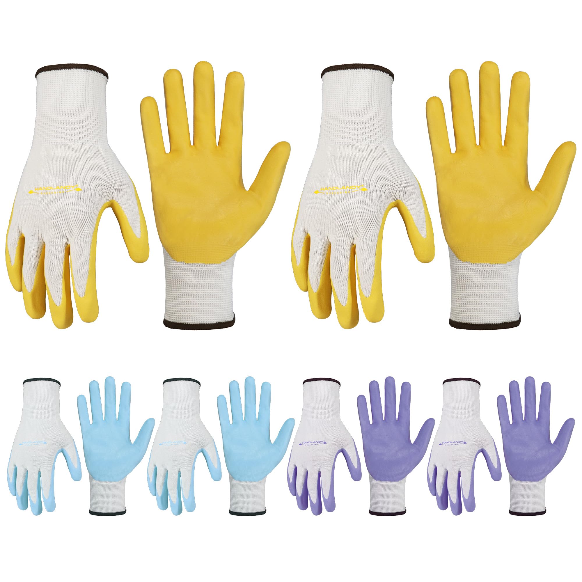 HANDLANDY 6 Pairs Gardening Gloves for Women Latex Free, Breathable Nitrile Coated Secure Grip Garden Gloves Yard Work Gloves (6, Medium) — image 1