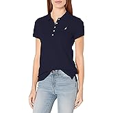 Nautica Womens 5-Button Short Sleeve Breathable 100% Cotton Polo Shirt