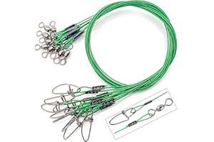 YOTO Steel Fishing Leaders Wire丨125LB Heavy Duty Saltwater Fish Leader丨High Strength Leader with Swivel and Snap