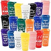 Brvcdh 20 Pack Christian Gift Bulk Reusable Christian Coffee Mugs 16 oz Colorful Bible Verse Plastic Tumblers with Lids Travel Coffee Cup for Cold Drinks Bulk Religious Gifts for Men Women (colorful)