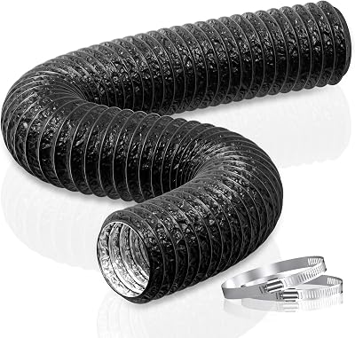 HG Power 100mm Ducting 5m Aluminum PVC Flexible Ventilation Duct with Clamps