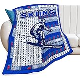 Skiing Blanket, Skiing Throw Blanket, Ski Sports Gifts Blankets Stuff Fleece Flannel Plush for Men Boys Women Girls Lovers Adults Soft Bedding Gift for Sofa Bed Office Home Decor 40"X50"