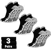 GRPSKCOS Mens Grip Socks 3 Pairs Non Slip Socks for Mens Pilates Yoga Hospital House Sock Size 6-14