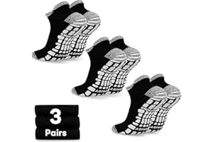 GRPSKCOS Mens Grip Socks 3 Pairs Non Slip Socks for Mens Pilates Yoga Hospital House Sock Size 6-14