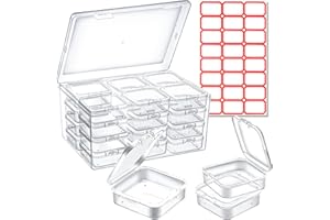 Exptolii 25 Pack Small Plastic Beads Storage Containers Box, Clear Bead Organizer Case with Snap-Tight Closure Hinged Lid for Storage Small Items, Beads, Crafts, Jewelry, Hardware