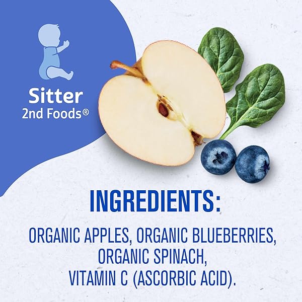 GERBER ORGANIC APPLE BLUEBERRY SPINACH BABY FOOD, 3.5 OZ POUCH