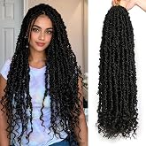 ZRQ 6 Packs 30 Inch Butterfly Locs Crochet Hair With Curly Ends Pre Looped Long Butterfly Locs Distressed Butterfly Faux Locs Synthetic Goddess Locs Hair Extensions For Women #1B