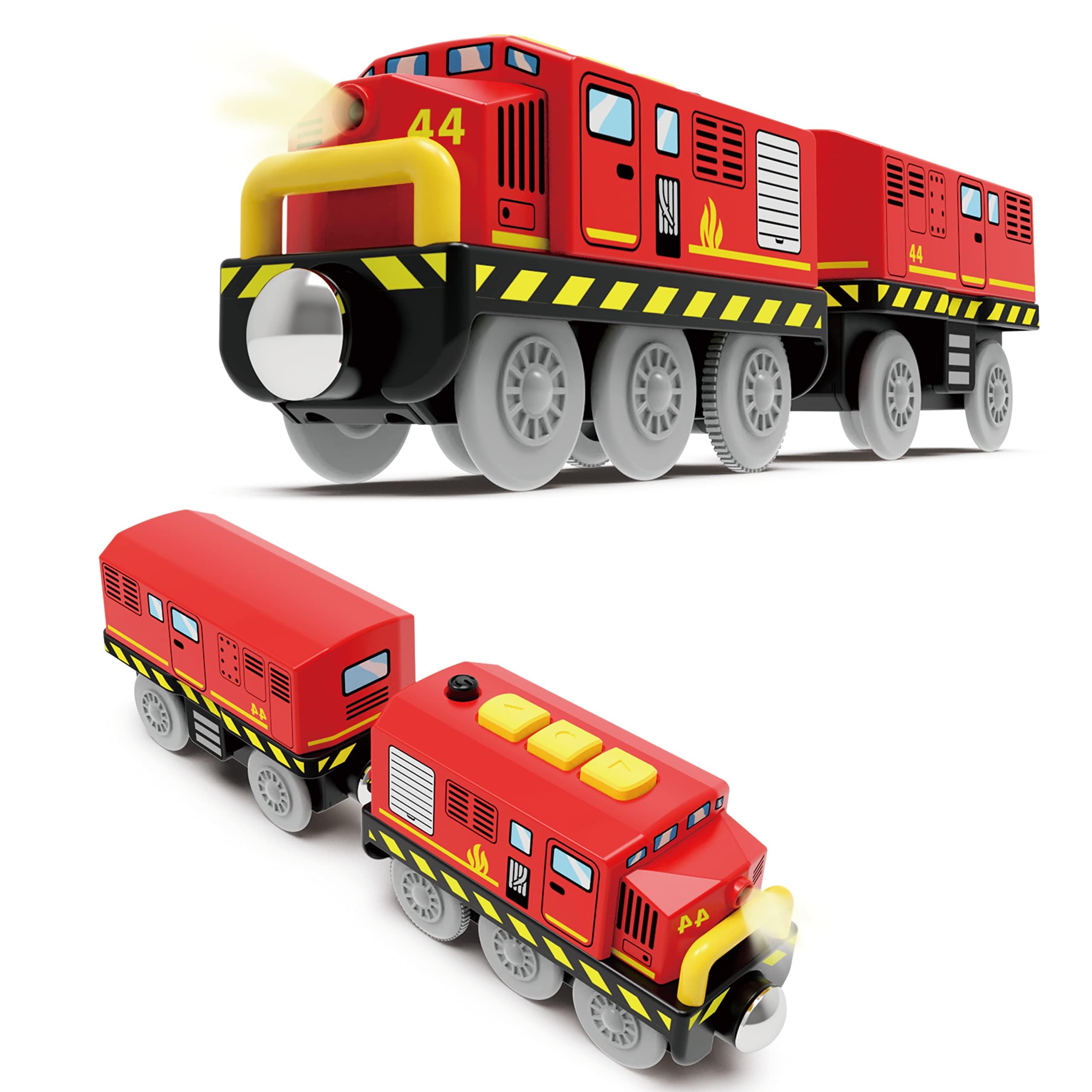 Train Toys Battery Operated Locomotive Trains for Wooden Track, Motorized Train for Toddlers with Magnetic Connection, Compatible with Thomas, Brio, Chuggington, Melissa and Doug