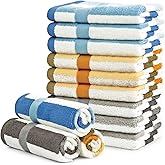 Jacquotha 12 Pack Wash Cloths for Showering 3 Colors, Cotton Washcloths Gentle for Men Women Kids, Durable Wash Rags Large Size 13" X 13"
