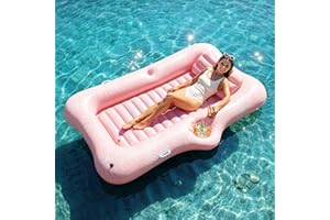 HeySplash Inflatable Tanning Pool Lounger Float, 72.8 * 49.2" Inflatable Ride-ons Pool Rafts Swimming Pool Float, Summer Beac