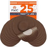 FixiС Libre 3 Sensor Covers - 25 Pack - Perfect for Libre 3 &amp; Plus Sensors | No Glue in the Center - Pre-Cut Back Paper - The Best Fixation for Your Sensor! (Upgraded, Coffee)