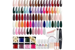 Modelones Dip Powder Nail Kit Starter, All Season 42 Colors Burgundy Purple Gold Glitter Dipping Powder Liquid Set with Base & Top Coat Activator for French Nail Art Manicure Salon DIY at Home