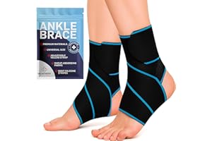 Dr. Arthritis Essentials Ankle Brace Support for Women & Men, Tendonitis, Achilles Injuries, Running, Basketball & More, Fits Left & Right Foot (Blue 2 Pack)