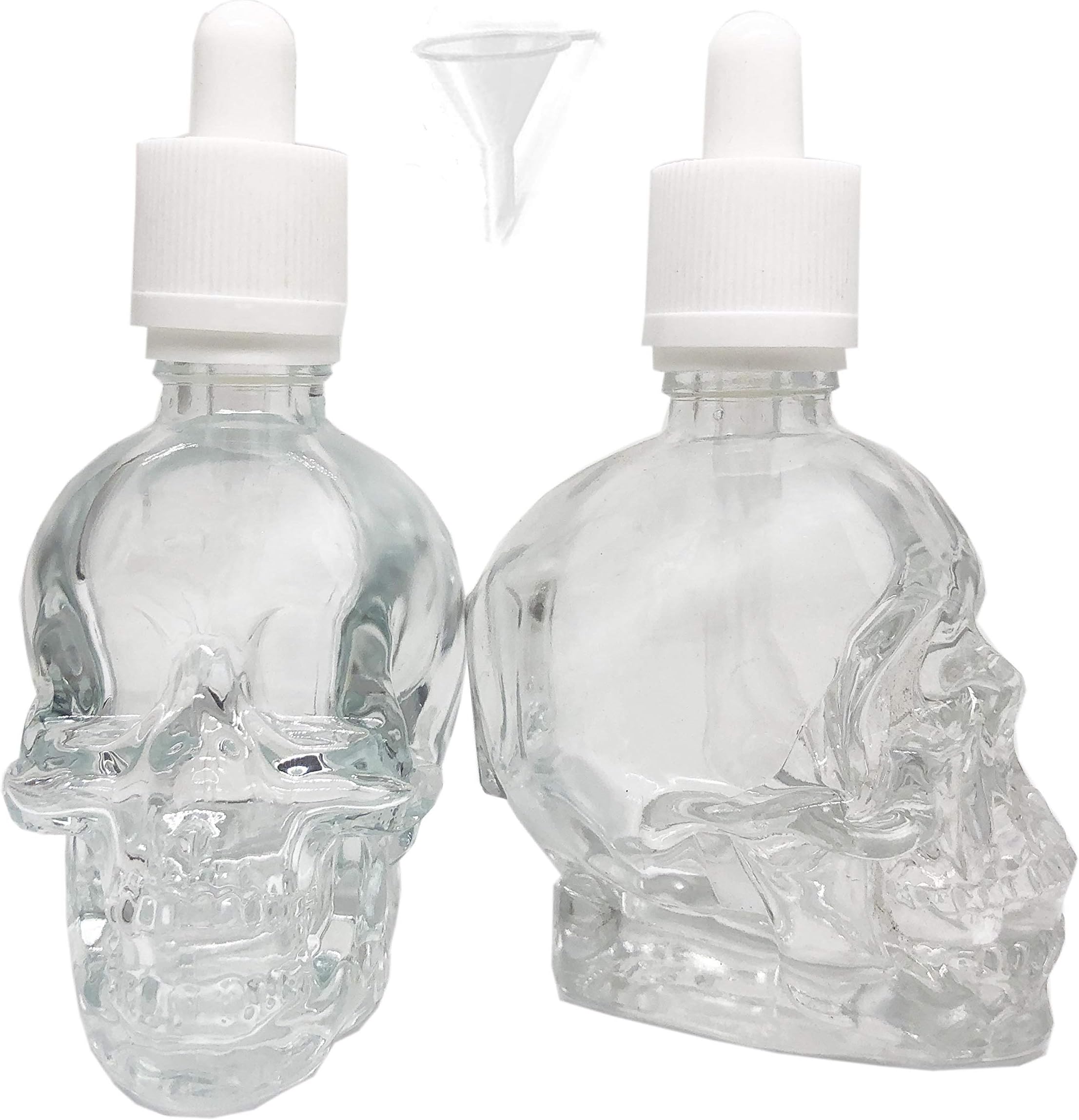 2 Pack Skull Head Glass Bottle Dispensing Dropper for Bitter Flavor Perfume Essential Oil Reagent (2OZ, Gloss White, 2)
