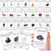 Feifeiya 100 Pcs Crystal Cards Oracle Crystal Wisdom Card Deck, White | Stones and Gems Meaning Identification Healing Guide Cardboard, Energy with Intuitive Messages, Gifts for Beginners