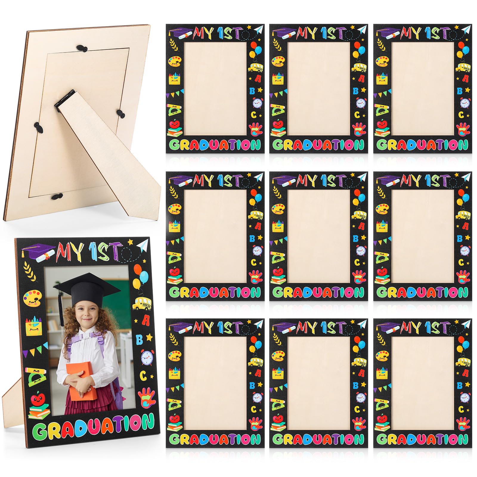 Photo 1 of **ONLY 5**Yaomiao 10 Pcs Preschool Graduation Picture Frames 4x6 Wooden My First Kindergarten Graduation Picture Frame 2025 Vertical Pre-k Photo Holder Gifts for Boys Girls Son Graduates(Black,My 1st)