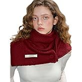 Babalet 100% Wool Scarf Women Winter Knitted Beanie Warm Cable Knit Shawl for Women with Buckle Thick Chunky Thermal Neckwear