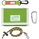 Rough Enough Kids Wallet for Boys Teen with Neck Lanyard Strap Keychain Zipper Coin Pocket Card Holder Green Canvas