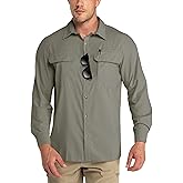 Outdoor Ventures Men's UPF 50+ UV Sun Protection Shirt, Long Sleeve Hiking Fishing Shirt Cooling Quick Dry for Safari Travel