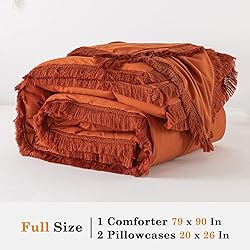 Andency Comforter Full Size Set Burnt Orange, 3