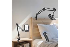 ByteWave Kindle Holder with Remote Page Turner for Reading in Bed, [Hands Free, Flexible Adjustable] Lazy Arm Stand for Kindle Accessories, Gifts for E-Reader Enthusiastic