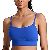 CRZ YOGA Butterlift Scoop Neck Longline Sports Bras for Women - Padded Cami Tank Adjustable Spaghetti Strap Workout Crop Top