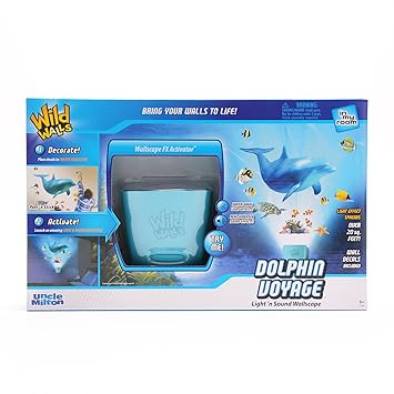 Uncle Milton Dolphin Voyage Wild Walls Light and Sound Room Decor, Multi Color