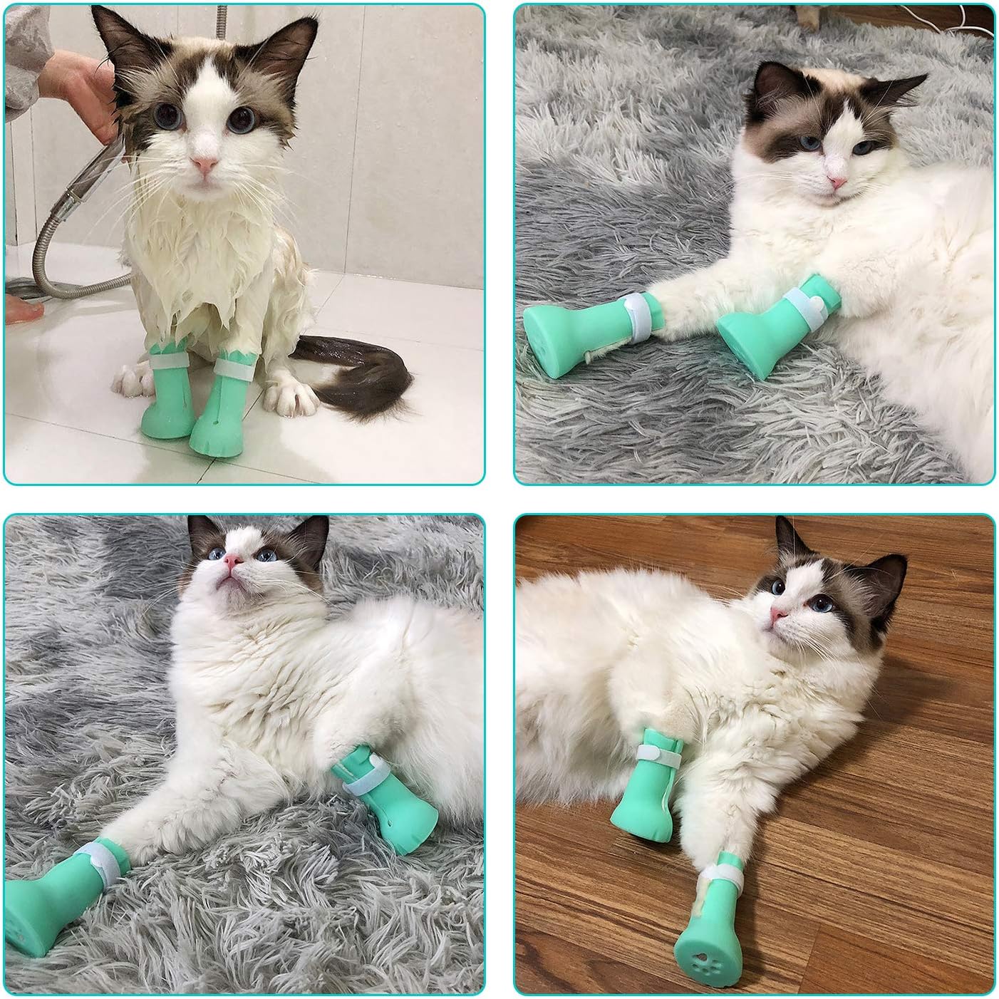 Amazon 猫 引っかき防止 猫用爪カバー 猫用カバー 猫靴 猫手袋 手足保護カバー シャンプー 保護 お風呂 病院 移動 耳掃除 お手入れ サイズ調整可能 収納ケース付き 4個セット Lidiwee 服 アクセサリー 通販