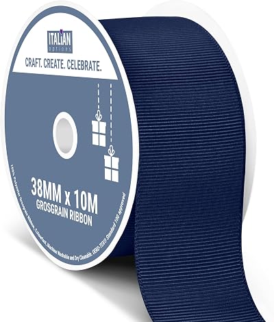 Italian Options Grosgrain Ribbon 38mm Navy 10m for Crafts & Gift Wrapping