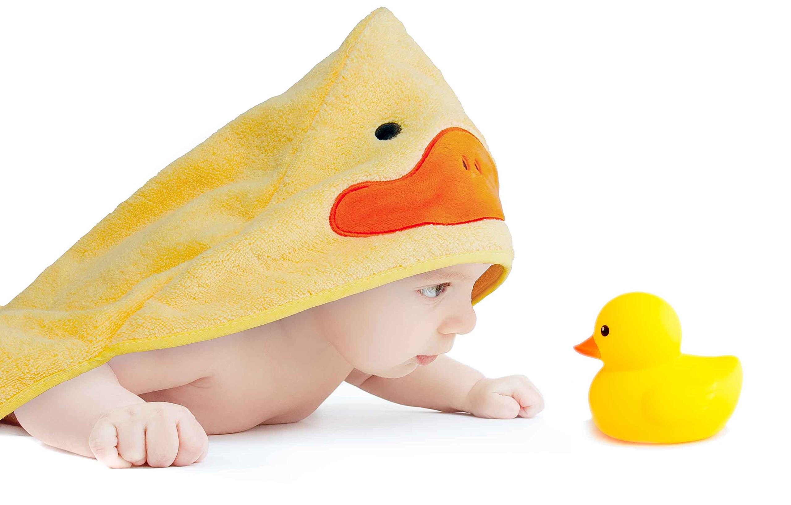 Hooded Bath Towel and Rubber Ducky Set, Newborn Baby To Toddlers, Super Size
