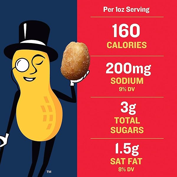 PLANTERS SWEET AND SPICY PEANUTS, PARTY SNACKS, PLANT-BASED PROTEIN, AFTER SCHOOL SNACK, QUICK SNACKS FOR ADULTS, SWEET AND SALTY SNACK NUTS, PANTRY STAPLE, HONEY ROASTED PEANUT, KOSHER, 16OZ JAR
