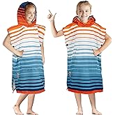 SUN CUBE Kids Changing Robe Surf Poncho, Kids Beach Towels, Hooded Towel for Toddler Bath Pool, Microfiber Quick Dry Wearable Towel Poncho with Hood, Swim Towel for Boys Girls 3-7 Years, Black