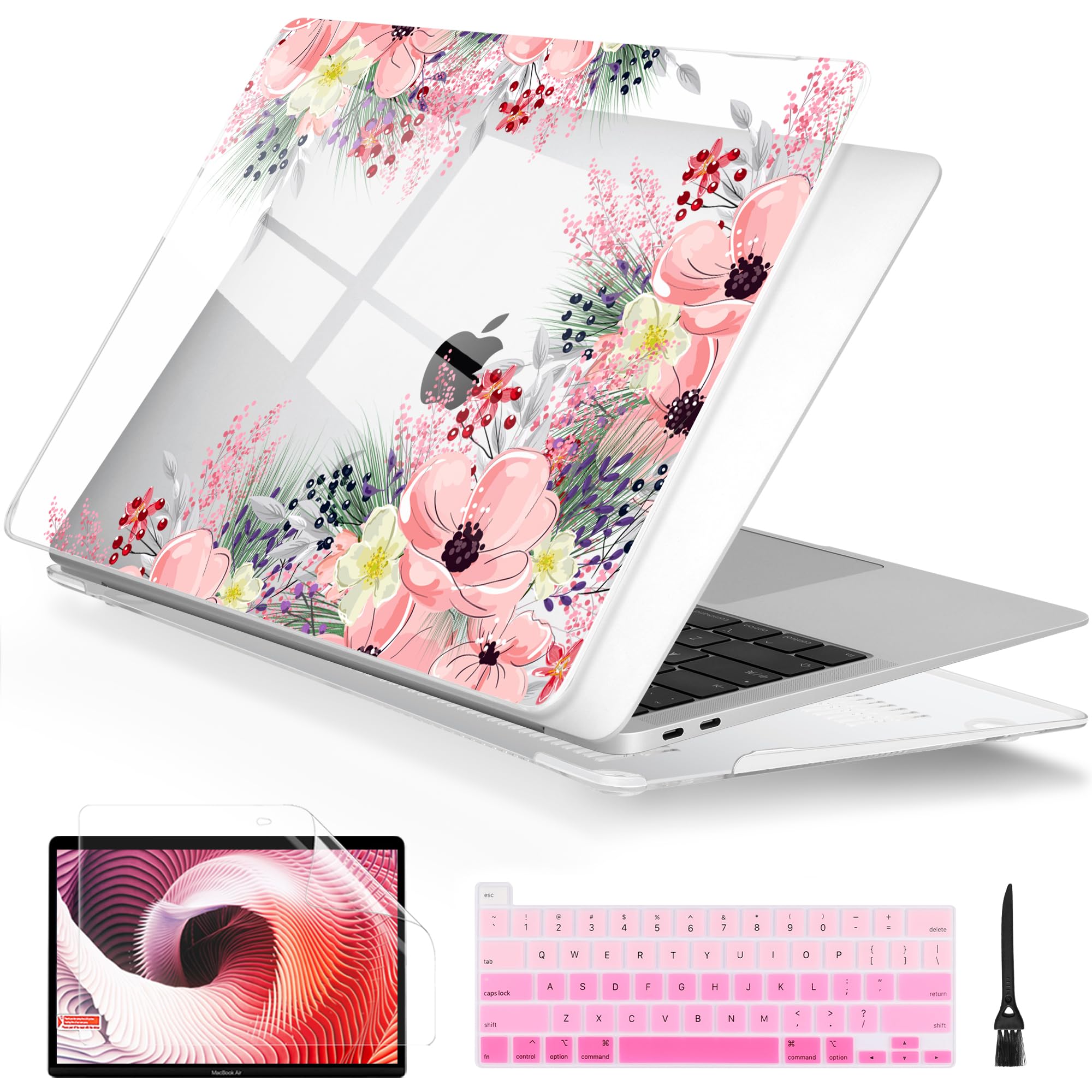 Batianda for MacBook Pro 13 Case 2022 M2 Chip Plastic Hardshell with Keyboard Cover Screen Protector for MacBook Pro with Touch Bar 2021 2020 Release Model A2338 M1/A2289/A2251 (Beautiful Floral)