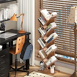 SHEEPAM 10 Tier Tree Book Shelf, Floor Standing
