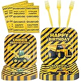 Inspireyee 160 Pack Construction Birthday Party Supplies Dump Truck Construction Birthday Decorations Construction Party Tableware Set - Plate, Napkins Serves 40