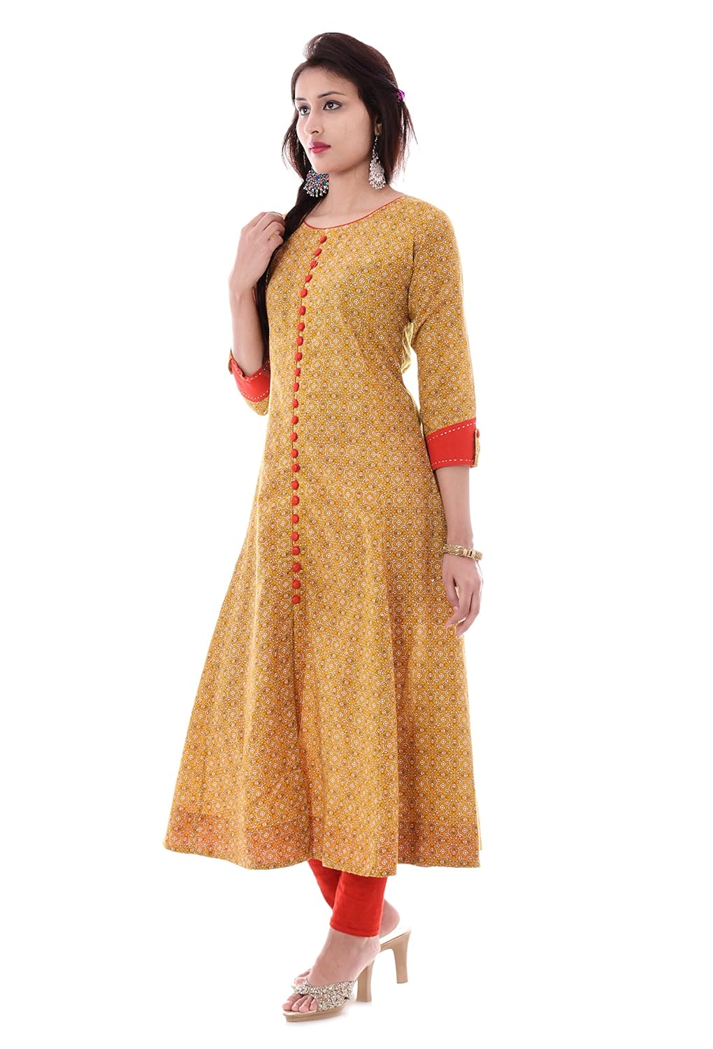 yash gallery women's cotton floral printed anarkali kurta