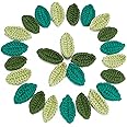 FINGERINSPIRE 30pcs Handmade Crocheted Leaves in 3 Color Crochet Green Leaf Handmade Crocheted Flowers Leaves Small Leaf Applique for Decorative Cardmaking Scrapbook Craft