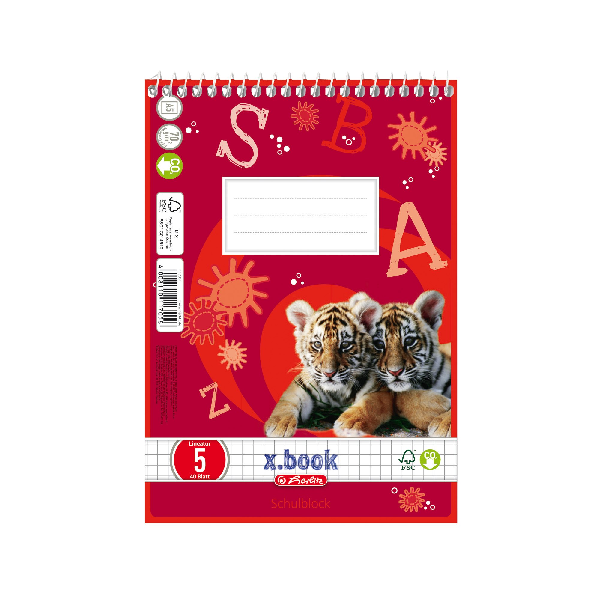 Herlitz 117051 Spiral School Notepad A5/40 Line Style 05 (Squared) FSC Mixed Pack of 10 Assorted Designs
