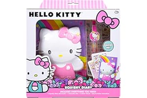 Hello Kitty Squishy Diary, 60 Page Hello Kitty Journal with Kawaii Stickers and Hello Kitty Pen, Sanrio Accessories, Cute Sch