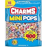 Charms Mini Pops Lollipops, Assorted Flavors, 400 Count (Pack of 1) | 4.5lb Bag, Individually Wrapped Suckers in 18 flavors, Bulk Treats for Kids and Adults, Peanut Free, Kosher, Gluten Free